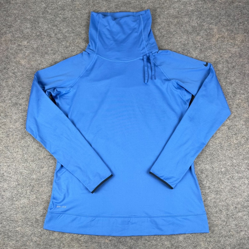 Nike Pro HyperWarm Dri Fit Cowl Neck Pullover Sweatshirt‎ Blue Womens XL